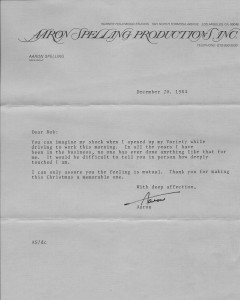 Aaron Spelling letter to Bob